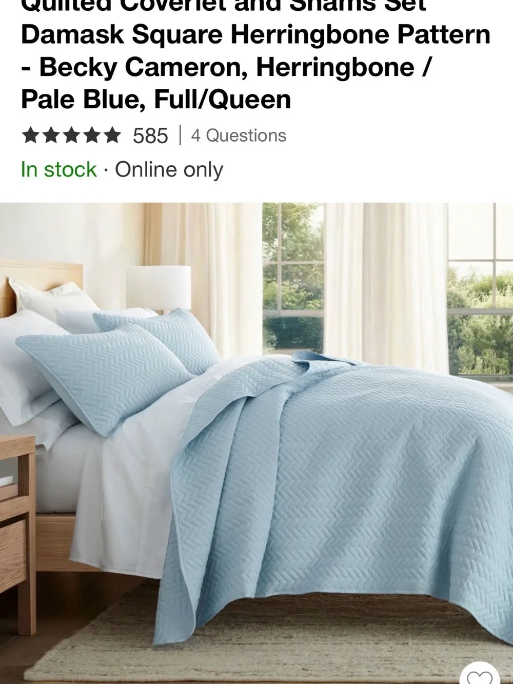 Target Light Blue Herringbone Stitch Quilted Coverlet Set